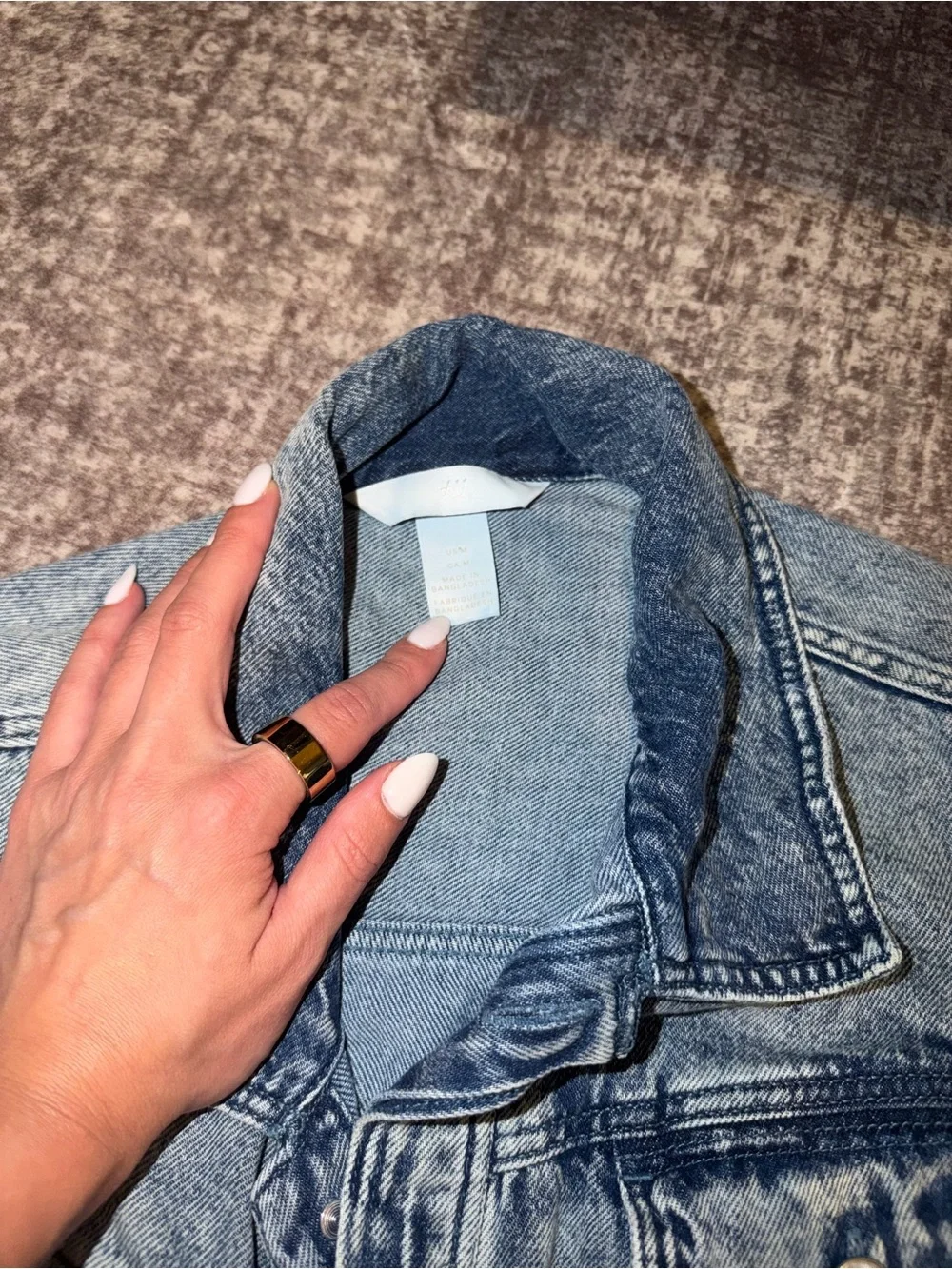 H&M Light Blue Acid Wash Denim Jumpsuit